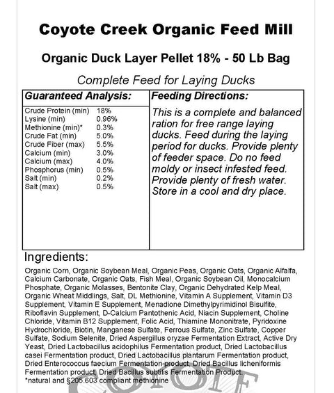 Organic Duck Pellets-50 lb