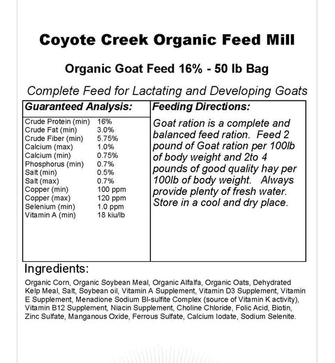 Organic Goat Feed- 50 lb