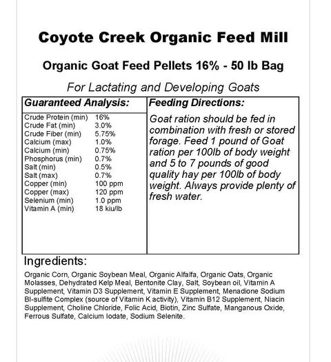 Organic Goat Pellets-50 lb