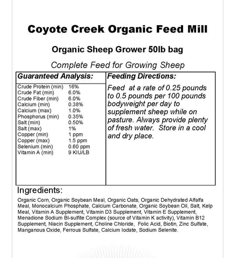 Organic Sheep Grower - 50 lb