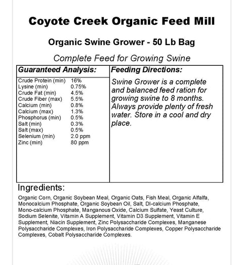 Organic Swine Grower - 50 lb